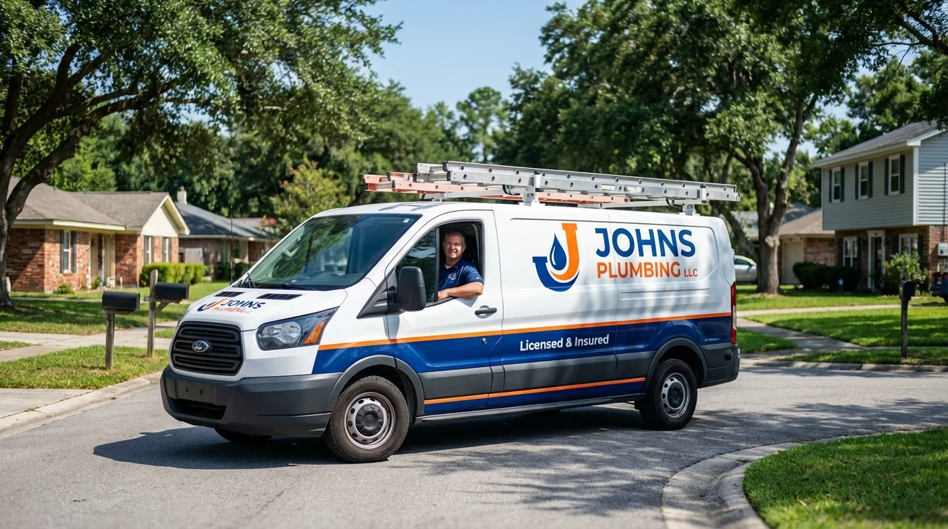 Johns Plumbing LLC service van in Goshen, IN